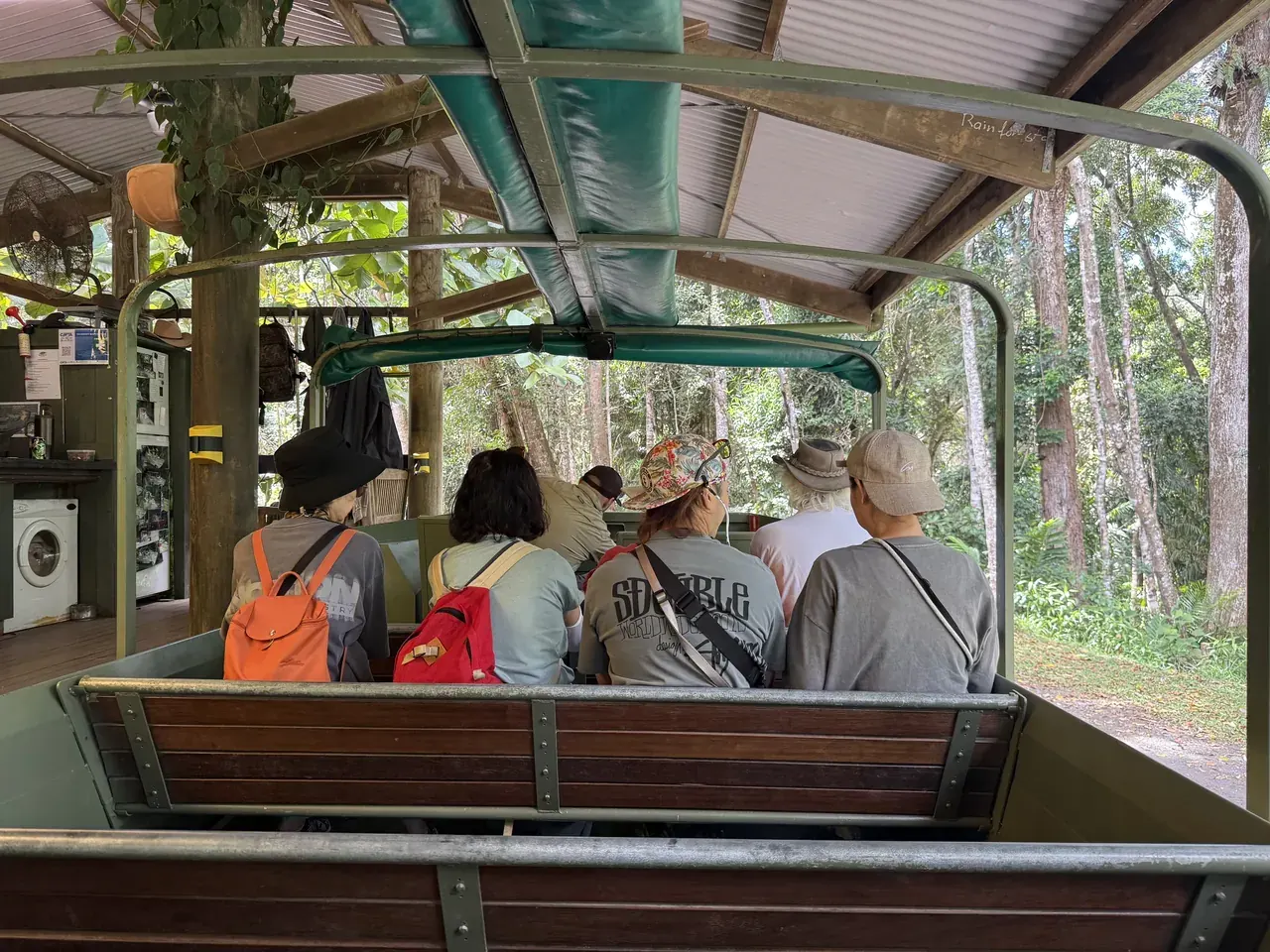 Passengers seated in the open Army Duck