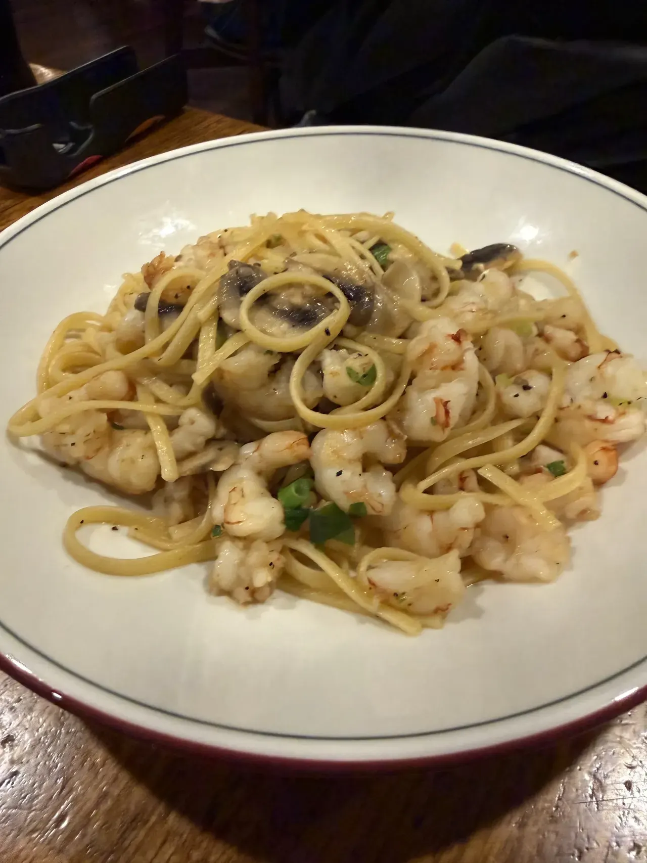 Seafood pasta with prawns at Villa Romana